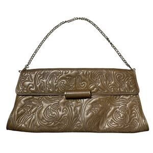 BCBGMaxazria Brown Embossed Clutch on Chain